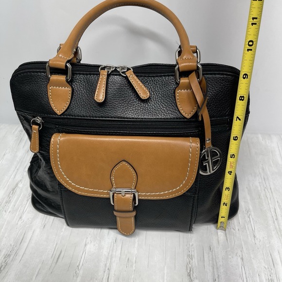 Giani Bernini Black Pebble Leather Satchel Bag Purse Crossbody Everyday Casual - Picture 10 of 11